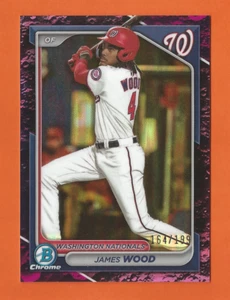 2024 BOWMAN CHROME PROSPECT FUCHSIA LUNAR GLOW JAMES WOOD #d 164/199 NATIONALS - Picture 1 of 2