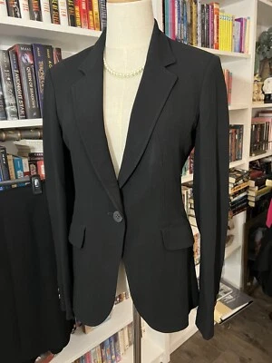 Jigsaw Suit Blazer Women 10 Black Wool Business Career Classic One Button - Image 1 of 4