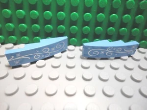 Lego 2 Medium Blue 4x1 smooth sloped printed design NEW - Picture 1 of 1