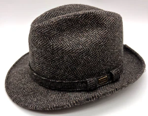 Vintage Adams Mens 7 - 7-1/2 Medium Gray 100% Wool Tweed Fedora Hat New York - Picture 1 of 8