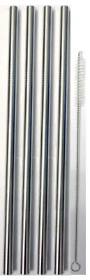 4 Stainless Steel Wide Smoothie Straws - CocoStraw Large Straight Frozen Drink