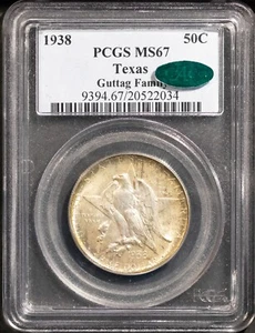 CAC 1938 Texas Half-dollar MS 67 PCGS # 20522034 + Bonus - Picture 1 of 2