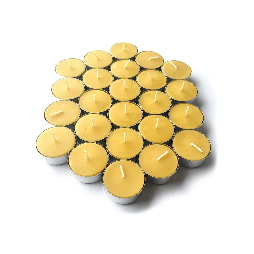 Tealights de cera de abejas pura (paquete de 48) - Luces de té sin perfume con luz y naturaleza... Foto 1 de 4