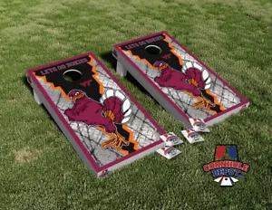 VT Hokies Cornhole Board Vinyl Wrap Skins Laminated Sticker Set Decal - Picture 1 of 5