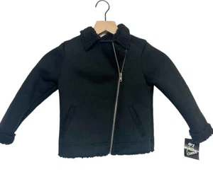 Art Class Girls Black Sherpa Moto Jacket Size 5T Full Zip NWT - Picture 1 of 5