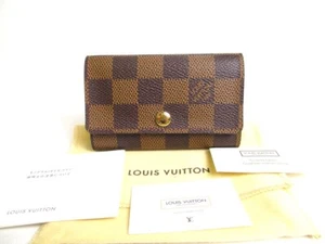 Auth LOUIS VUITTON Damier Brown Leather Multicles 6 Key Chain #a364 - Picture 1 of 12