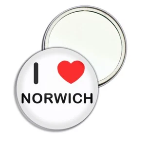 Norwich I Love Herz runder Spiegel Tasche kompakt (55 mm oder 77 mm) - Bild 1 von 6