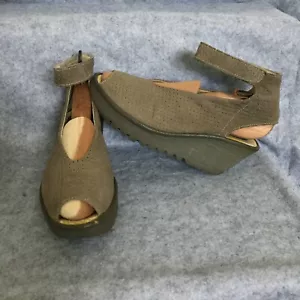 Fly London Suede Ankle Strap Wedge Shoes, Womens 6.5/EU 37 (Grey) - Picture 1 of 8