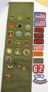 VTG Type E Boy Scout Sash 16 Merit Badges, Pins, Extra Conference patches 1950's - Picture 1 of 7