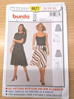 BURDA Pattern 8677 Sz 8-18 Misses Fitted Skirt Flared Uncut - Image 1 of 3