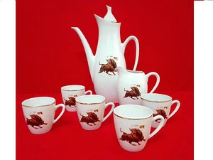 Juego de Cafe/te porcelana TOROS España Decoracion Taurina TOREO Vintage 1980's - Picture 1 of 4