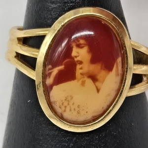 Vintage Gold Tone Elvis Presley Photo Ring. Adjustable 1970s Elvis Memorabilia  - Picture 1 of 3
