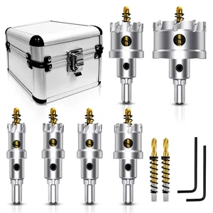8PCS TCT Hole Saw Kit for Hard Metal, 3/4"-2" Inch Tungsten Carbide Tipped Hole - Picture 1 of 8