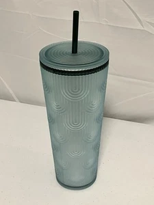NEW Starbucks Coffee Spring 2024 Soft Touch Green Scales Tumbler Cup Drink 24oz - Picture 1 of 6