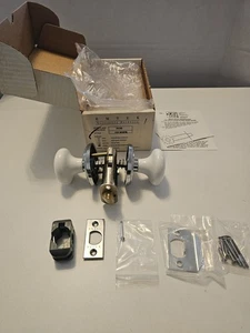 Emtek 8200 Eisweiß Porzellan Sichtschutzknopf Set US26 Chrom poliert - Bild 1 von 8