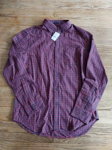 NWT J. Crew Plaid Brushed Twill Flannel Shirt Red Blue Classic Fit Mens Sz M - Picture 1 of 5