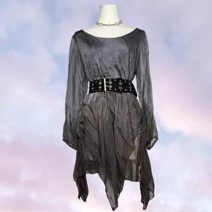 Vtg 90s Y2k Bolide Italy Silk Gray Gradient Asymmetrical Fairy Subversive Dress - Picture 1 of 7