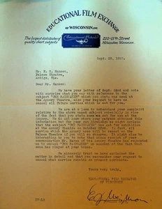 Lehrfilmbörse Briefkopf 28. September 1923 Der Regenmacher - Bild 1 von 1