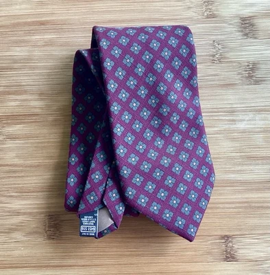 Enrico Mantoni Made In Italy Silk Tie Burgundy Floral Fall Matte Woven Vintage - Image 1 of 4