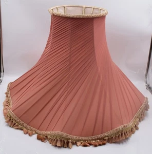 Lámpara Estándar Borla Gasa Plisada Oro Rosa De Colección Pantalla Downton Abbey - Imagen 1 de 12
