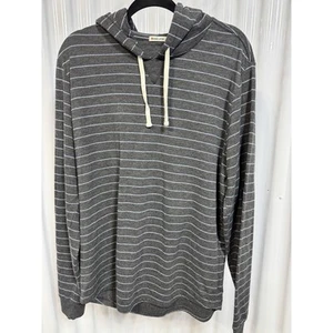 Marine Lagenlook Herren Gr. Large grau gestreift Strick Hoodie weich Stretch #A4 - Bild 1 von 4