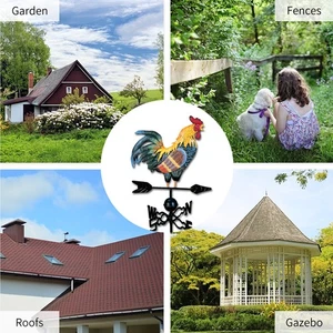Metal Weathervane Rooster Shape Weather Vane Garden Fences Stake Yard WSDP - Picture 1 of 8