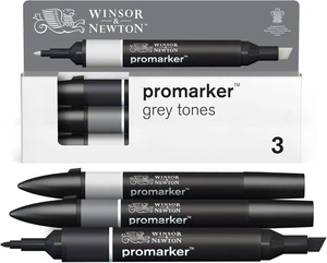 Winsor & Newton ProMarker Set - Grautöne  3 Layoutmarker  2 Spitzen - Bild 1 von 6