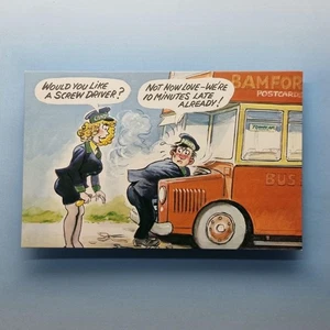 Destornillador clippy de autobús de doble piso postal cómic C1975 Bamforth & Co - Imagen 1 de 2
