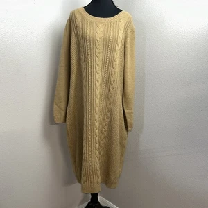 Woman Within Pulloverkleid Übergröße 18/20 Large hellbraun Zopfmuster knielang - Bild 1 von 9