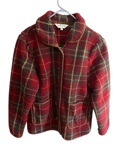 Chaqueta ORVIS Roja a Cuadros Sherpa Polar Palanca Marrón Pipa Mujer Mediana - Imagen 1 de 9