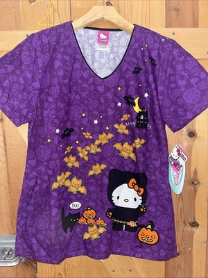 Hello Kitty Halloween Scrub Top Size Small Tooniforms Cherokee NWT - Image 1 of 4