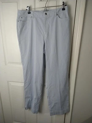 Rafaella Woman 10 Chino Blue White Nautical Pinstriped Pants Stretch Casual - Image 1 of 4