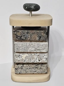 Granite Coaster Set with Holder by Sea Stone - Made In USA - Picture 1 of 3