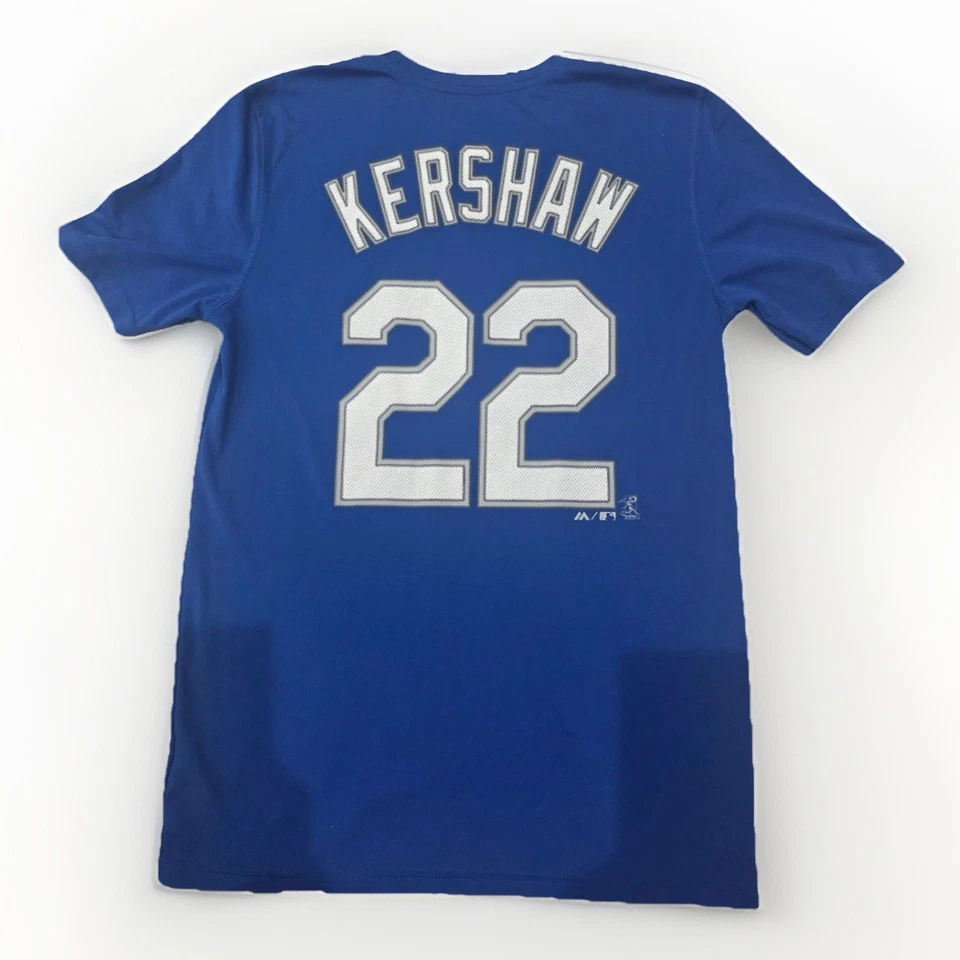 Camiseta Majestic Los Angeles Dodgers Clayton Kershaw #22 Azul Juvenil L Foto 1 de 4
