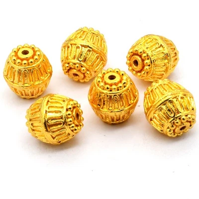 10 PIEZAS CUENTAS BALI COBRE MACIZO 14MM CHAPADO EN ORO 18K 21 Foto 1 de 4