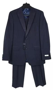 Alfani Men's Slim-Fit Stretch 2-Piece Tuxedo Diamond Grid Navy 36R 30x30 NWT - Picture 1 of 9