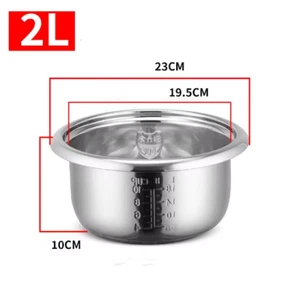 Premium 2L 304 Stainless Steel Non-Stick Rice Cooker Inner Pot - Durable Replace - Picture 1 of 2