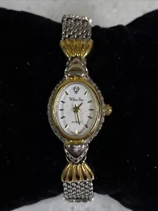 Willow Bay Watch Women Two Tone Oval Face Dainty Stretch Band New Battery 6.25" - Picture 1 of 5