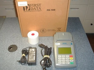 First Data POS Credit Card Machine, FD100 Terminal w/ FD-10C Pin Pad - Picture 1 of 5