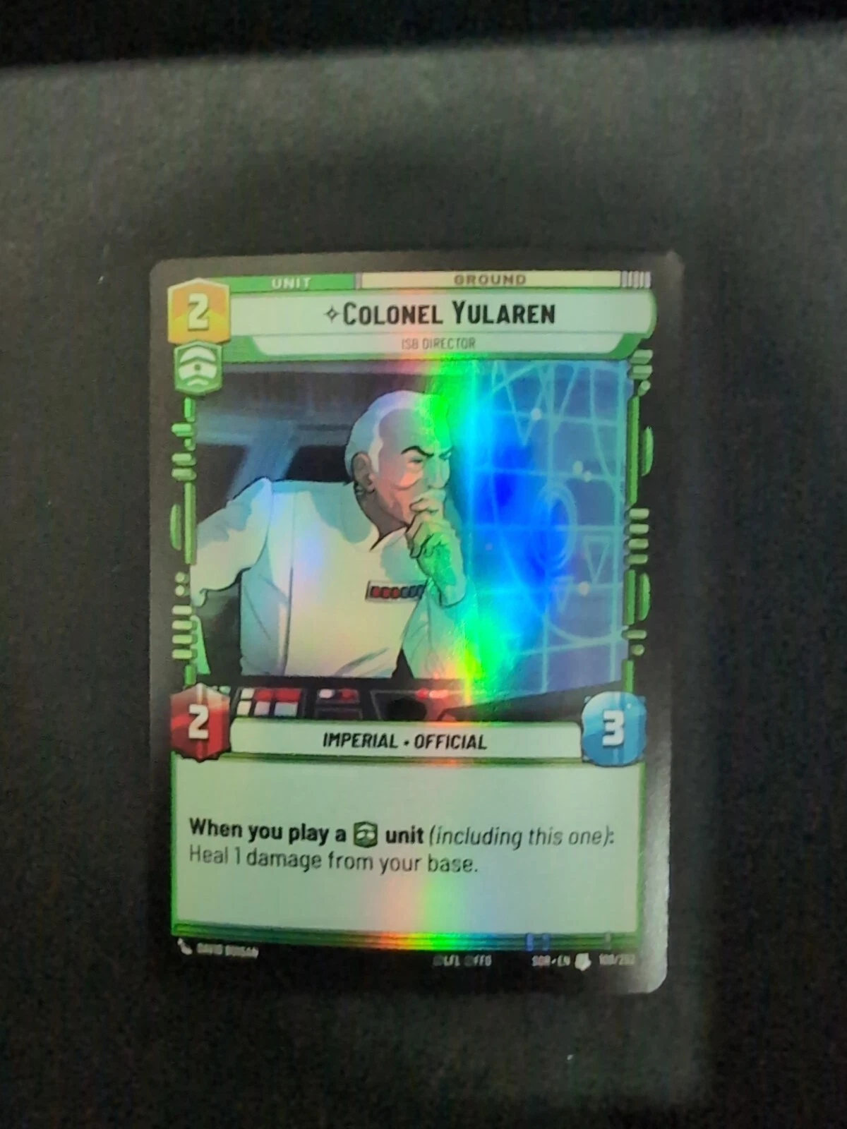 Star Wars Unlimited: Spark of Rebellion Colonel Yularen 109/252 Foil Mint