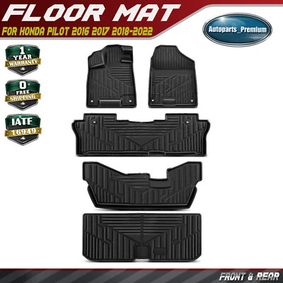 Forros de tapetes dianteiros e traseiros pretos 5 peças para Honda Pilot 2016 2017 2018-2022 - Imagem 1 de 4