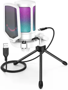 Fifine Ampligame USB Microphone, PC Gaming Recording Desktop Laptop Mic, RGB Str - Picture 1 of 6