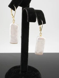 Beautiful Pair of Sterling Silver with Oblong Pearls Dangle / Drop Earrings - Picture 1 of 4