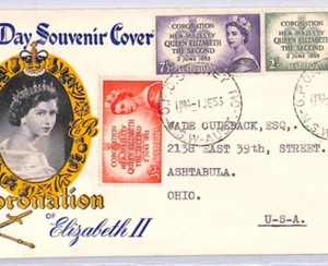 AUSTRALIA QEII 1953 FDC Sydney ILLUSTRATED First Day Cover 2s 7½d 3½d USA YN196 - Picture 1 of 11