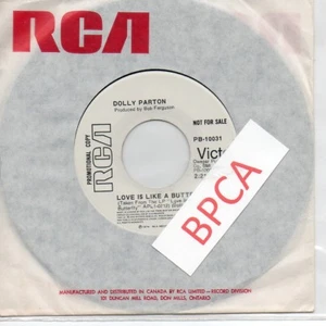 NEW 7" Vinyl Canadian Promo WHITE LABEL Dolly Parton ‎Love Is Like A Butterfly - Bild 1 von 1