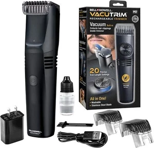 Vacutrim Cordless Mens Beard Trimmer, Rechargeable Electric Shaver Black, 7.5" - Picture 1 of 6