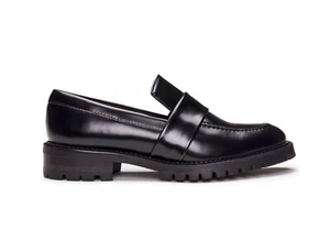 Dames zwart loafers platte schoenen mocassins van veganistisch leer microvezel - Bild 1 von 12