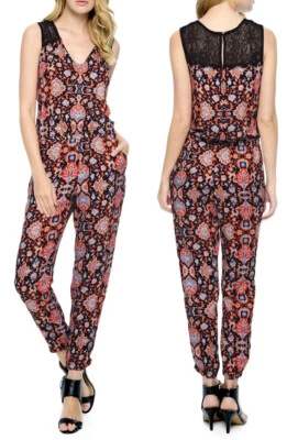 Ella Moss Tunisia Women's V-Neck Sleeveless Lace Inset Jumpsuit Size L - Image 1 of 4