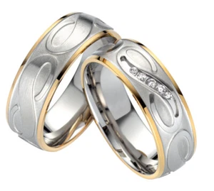 Ring Freundschaftsringe Partnerringe Verlobungsringe Edelstahl Silber mit Gravur - Bild 1 von 7
