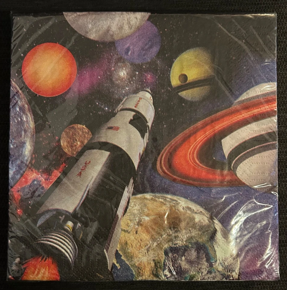 Space Blast 3-Ply Beverage Paper Napkins 16 Pack Outer Space Party Tableware - Image 1 of 1